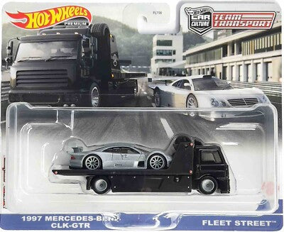 Hot Wheels Team Transport Toy Truck & Race Car, Mercedes-Benz CLK GTR & Fleet Street Collectible Set (Pre-order) Hotwheels