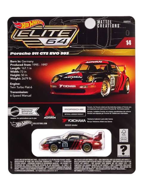 Hot Wheels Porsche Elite 911 GT2 - Harla Hotwheels Diecast 