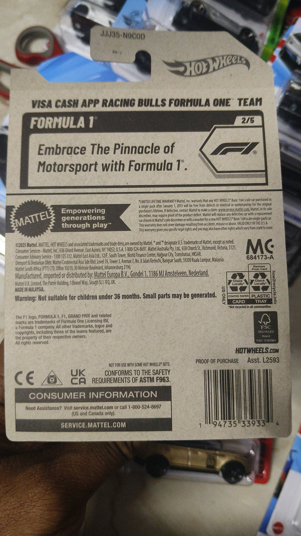 2026 Hot wheels E Case Cash App Racing Bulls Formula one (USA Card) - Harla Hotwheels Diecast 