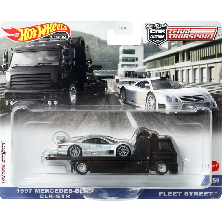 Hot Wheels Team Transport Toy Truck & Race Car, Mercedes-Benz CLK GTR & Fleet Street Collectible Set (Pre-order) Hotwheels