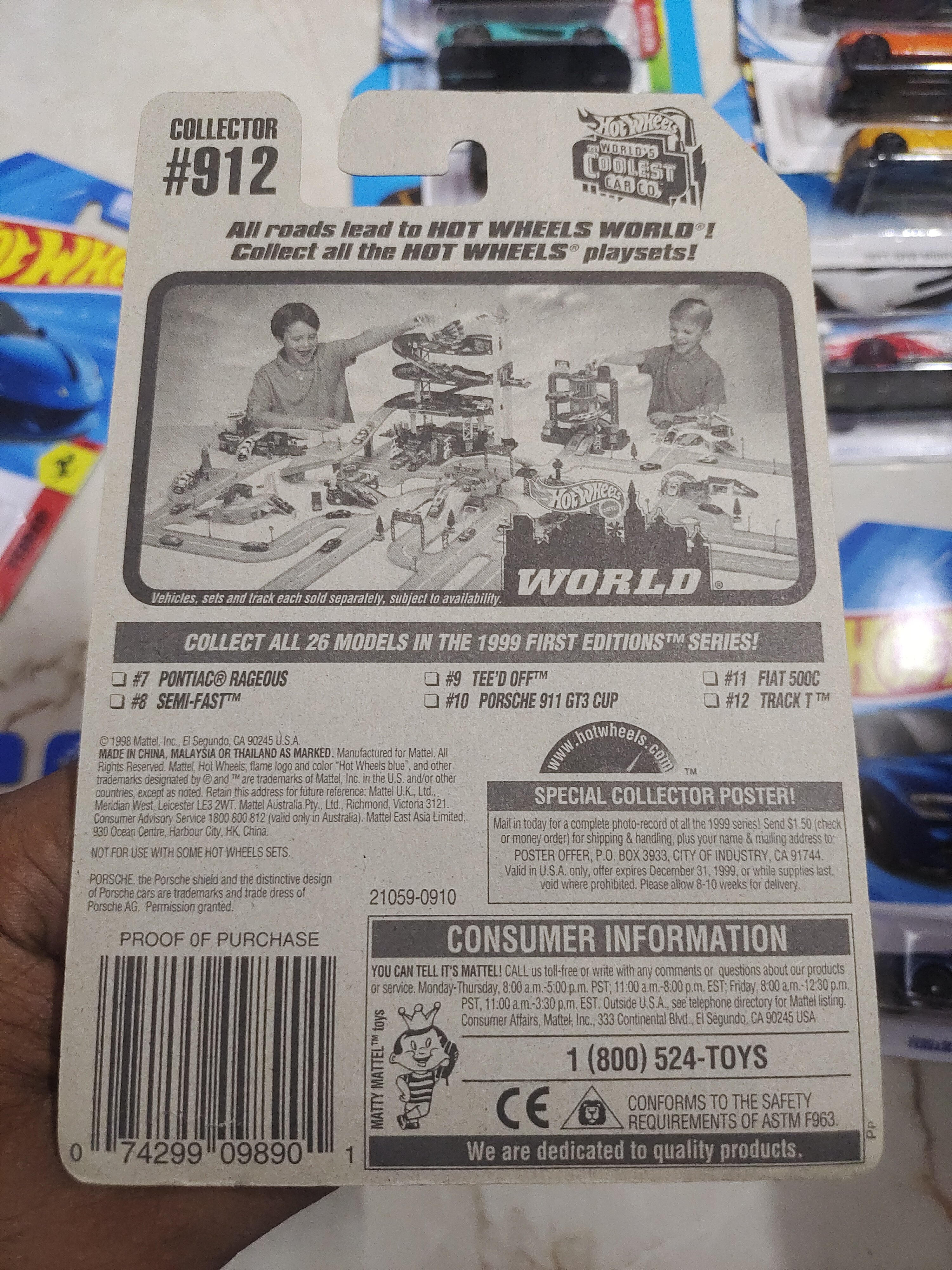 Hot Wheels Porsche 911 GT3 CUP (US imported 1998 Year card) - Harla Hotwheels Diecast 