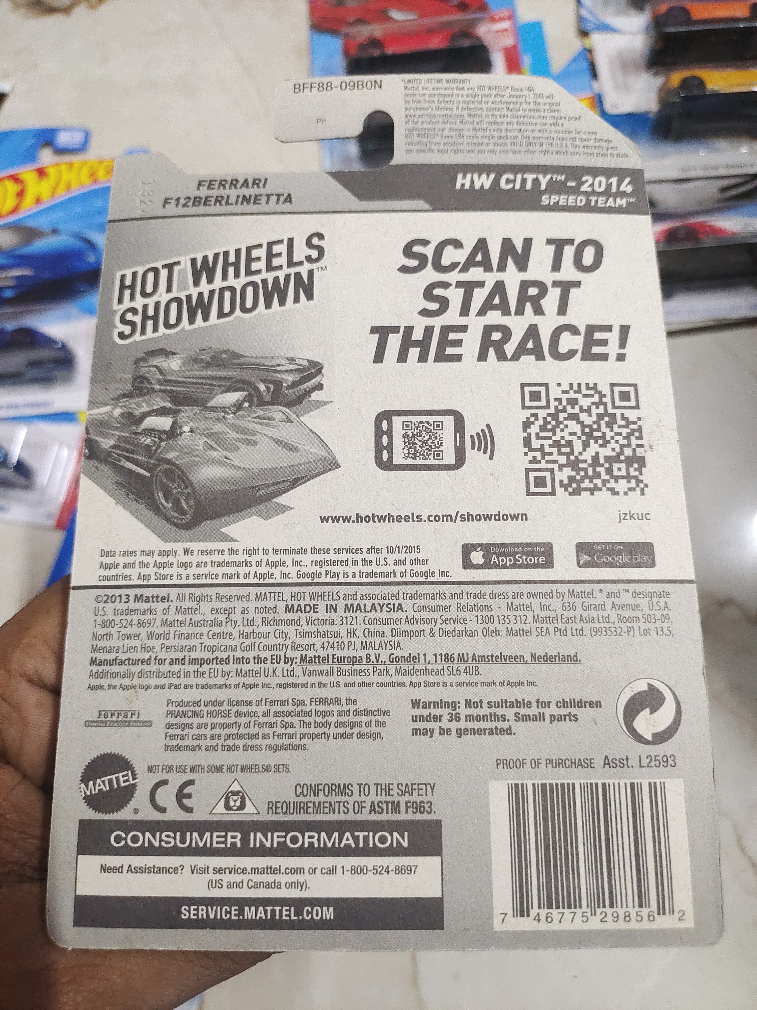 Hot Wheels Ferrari Ferrari F12 Berlinetta USA IMPORTS (2013 Year card) - Harla Hotwheels Diecast 
