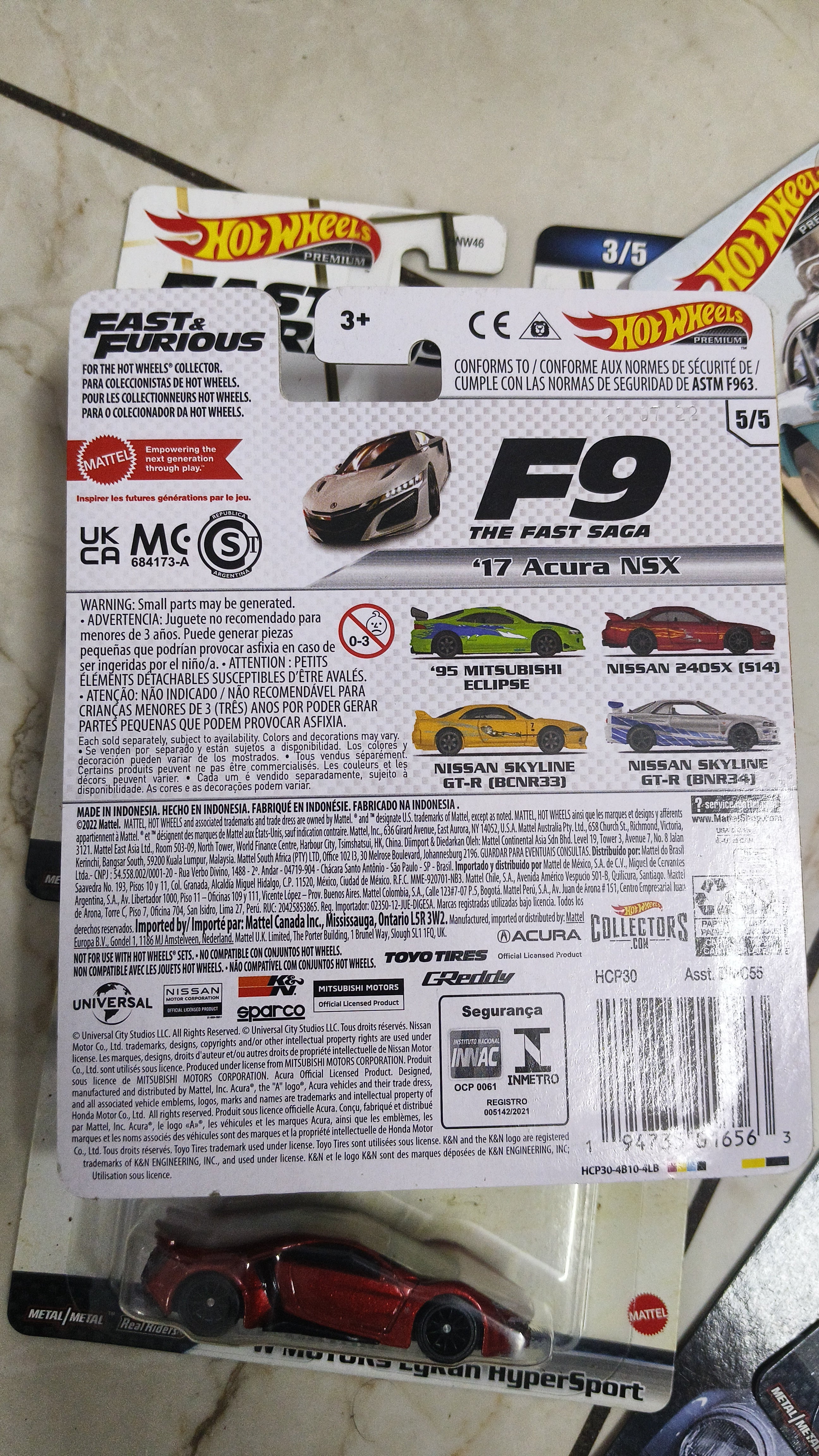 Fast & Furious Hot Wheels 17 Acura NSX - Harla Hotwheels Diecast 