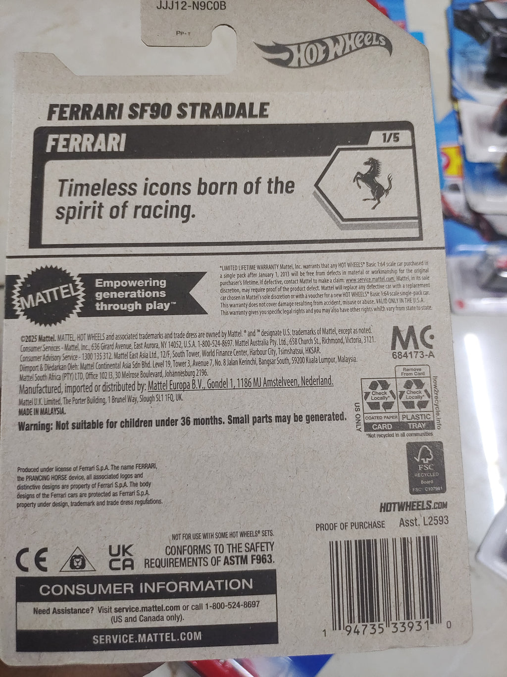 Hot Wheels Ferrari SF90 STRADALE (USA Card) - Harla Hotwheels Diecast 