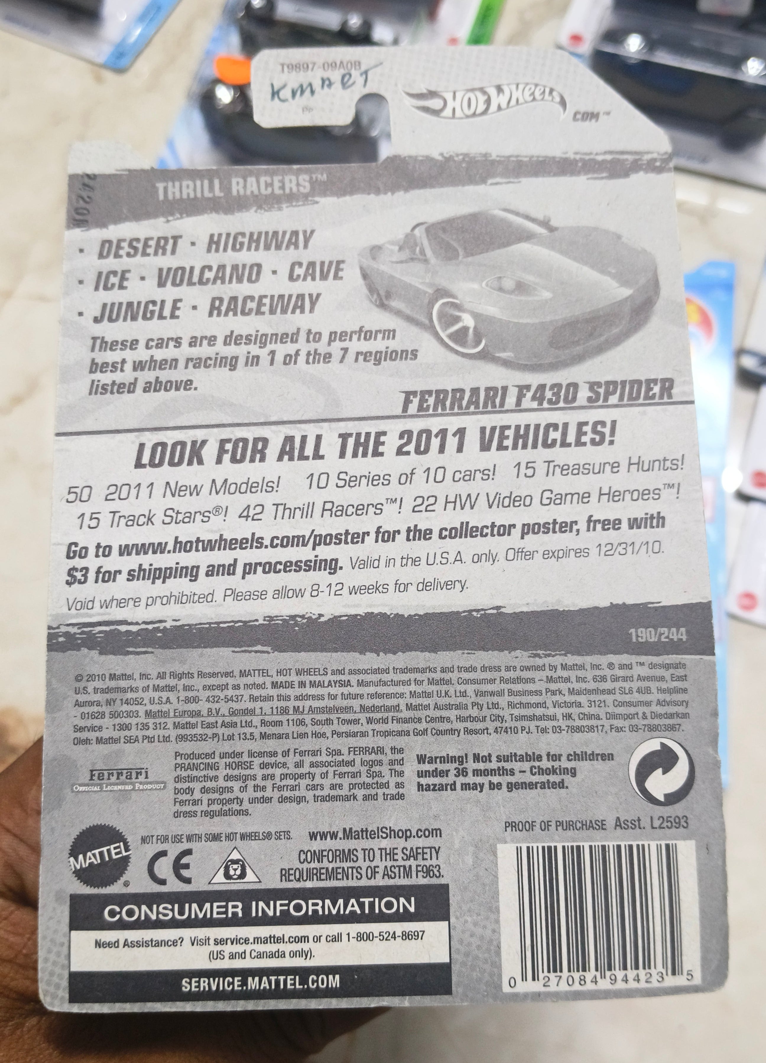 Hot Wheels Ferrari Ferrari F430 Spider USA IMPORTS (2010 Year card) - Harla Hotwheels Diecast 