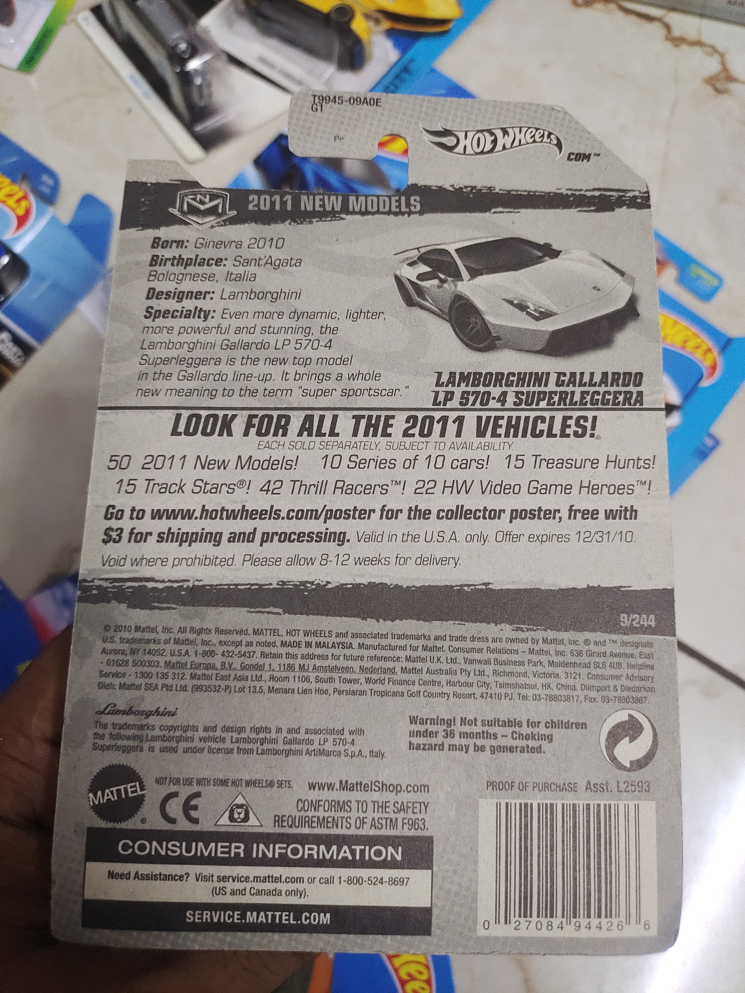 Hot wheels Lamborghini Gallarado LP 570-4 SUPERLEGGERA (Imported Card) - Harla Hotwheels Diecast 
