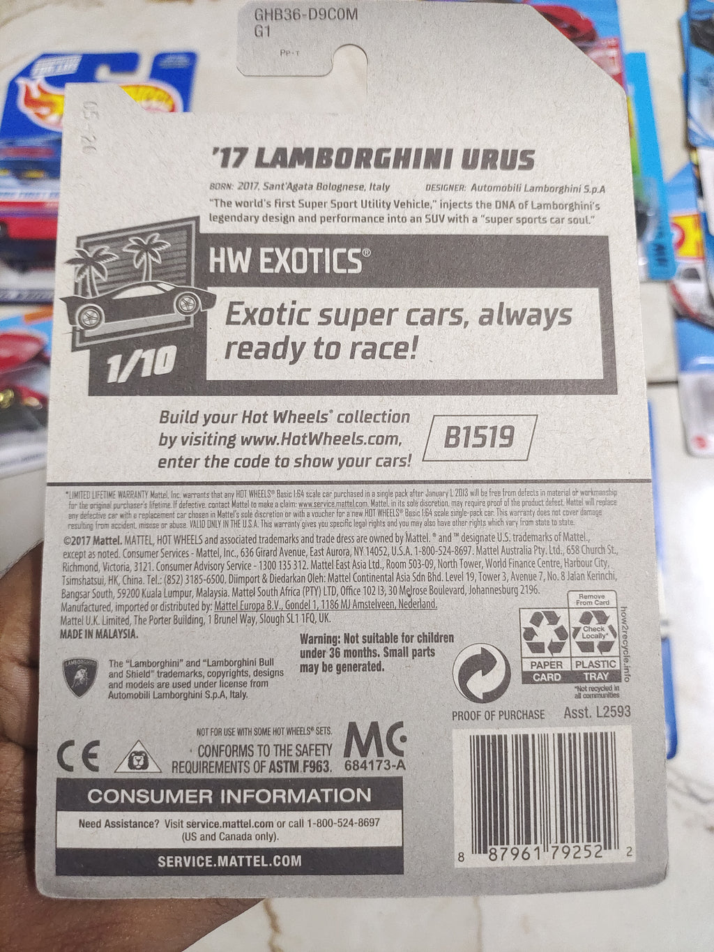 Hot Wheels Lamborghini Urus- Yellow (US Card) - Harla Hotwheels Diecast 